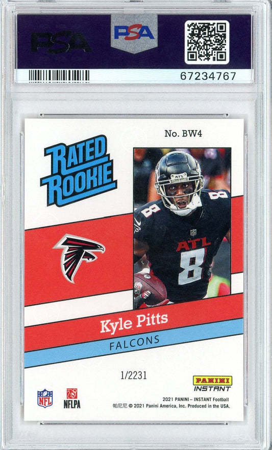 Graded 2021 Panini Instant Kyle Pitts #BW4 Rated Rookie Retro Rookie RC Football Card PSA 10 Gem Mint