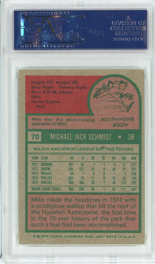 Graded 1975 Topps Mike Schmidt #70 Baseball Card PSA 7 Near Mint
