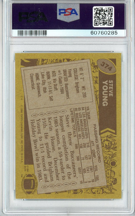 Graded 1986 Topps Steve Young #374 Rookie RC Football Card PSA 7 Near Mint