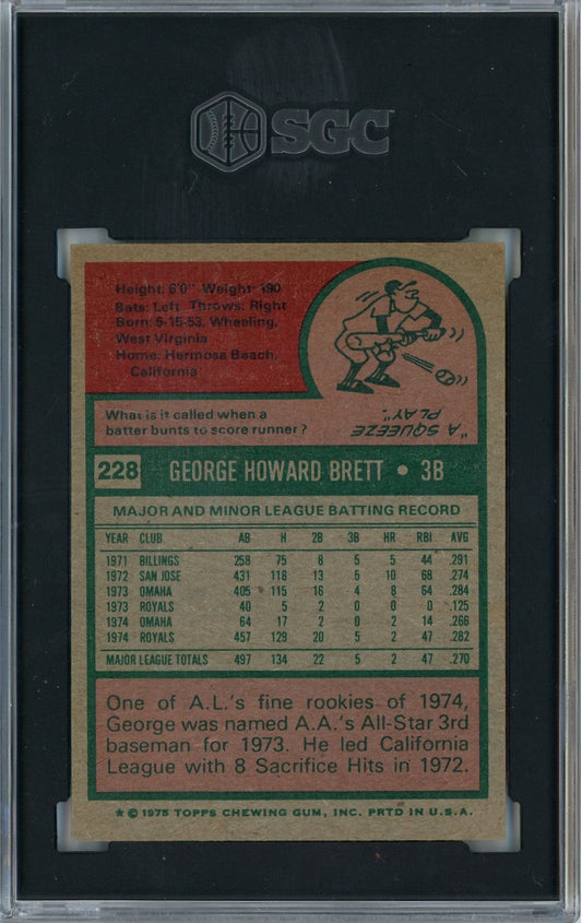 Graded 1975 Topps George Brett #228 Rookie RC Baseball Card SGC 6 EX-MT