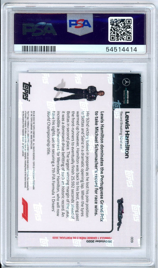 Graded 2020 Topps Now F1 Lewis Hamilton #9 F1 Racing Card PSA 10 Gem Mint