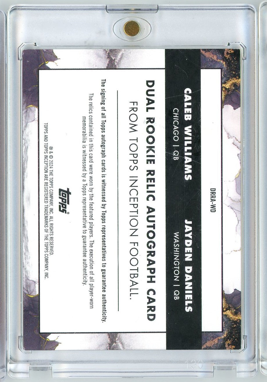 2024 Topps Inception Jayden Daniels/Caleb Williams #DRRA-WD Dual Rookie Patch Autograph RPA /25 Rookie RC Football Card