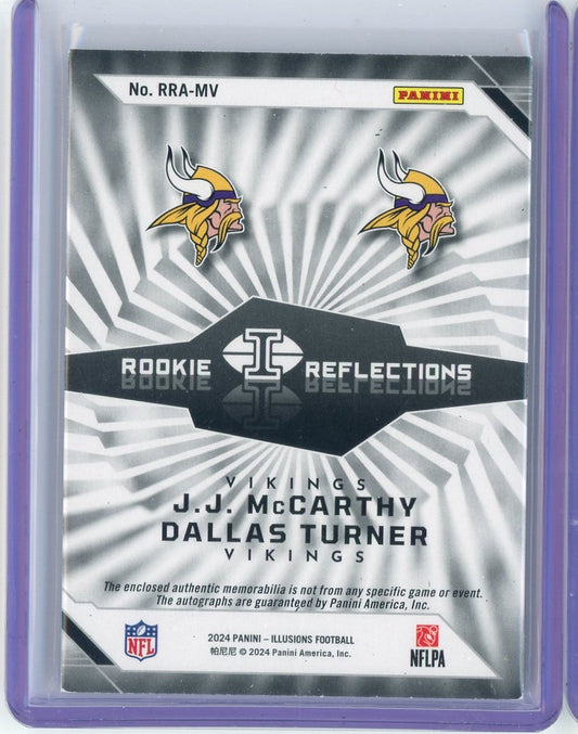 2024 Panini Illusions Rookie Reflections JJ McCarthy/Dallas Turner #RRA-MV Rookie Patch Auto RPA /199 Rookie RC Football Card