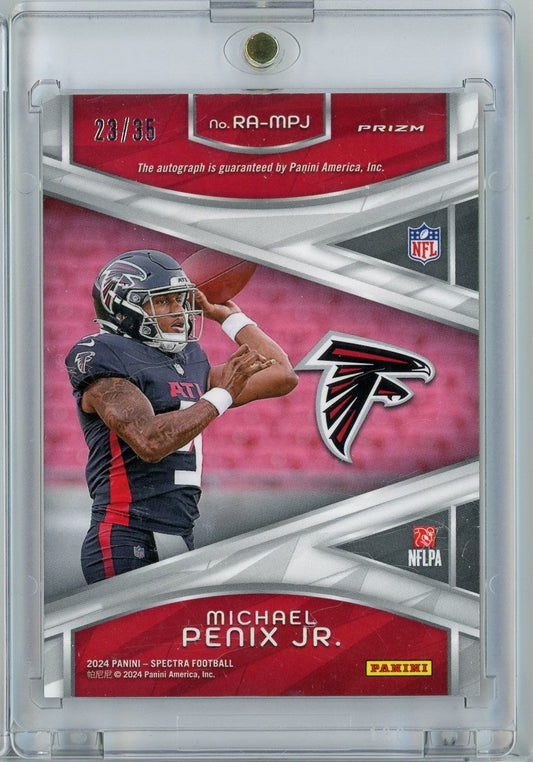 2024 Panini Spectra Michael Penix Jr #RA-MPJ RPA Neon Green Auto /35 Rookie RC Football Card