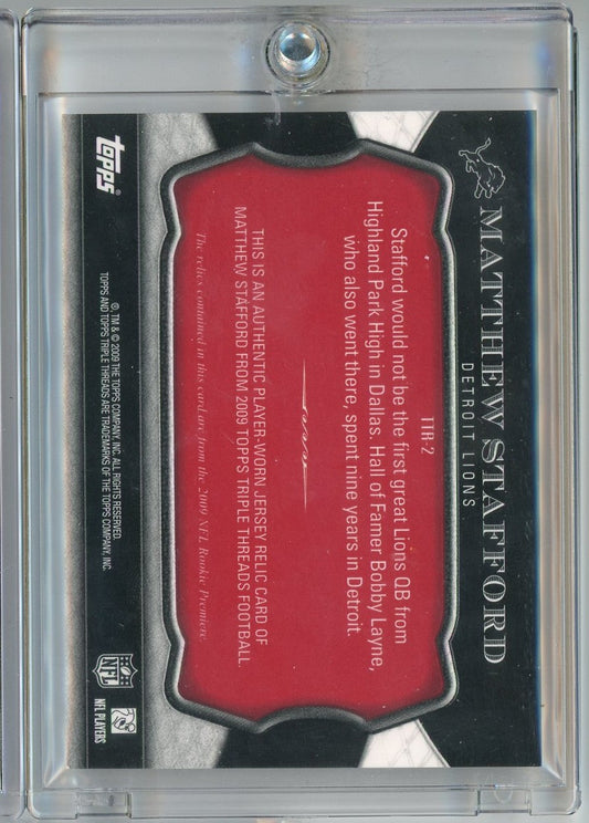 2009 Topps Triple Threads Matthew Stafford #TTR-2 Triple Relic /25 Rookie RC Football Card