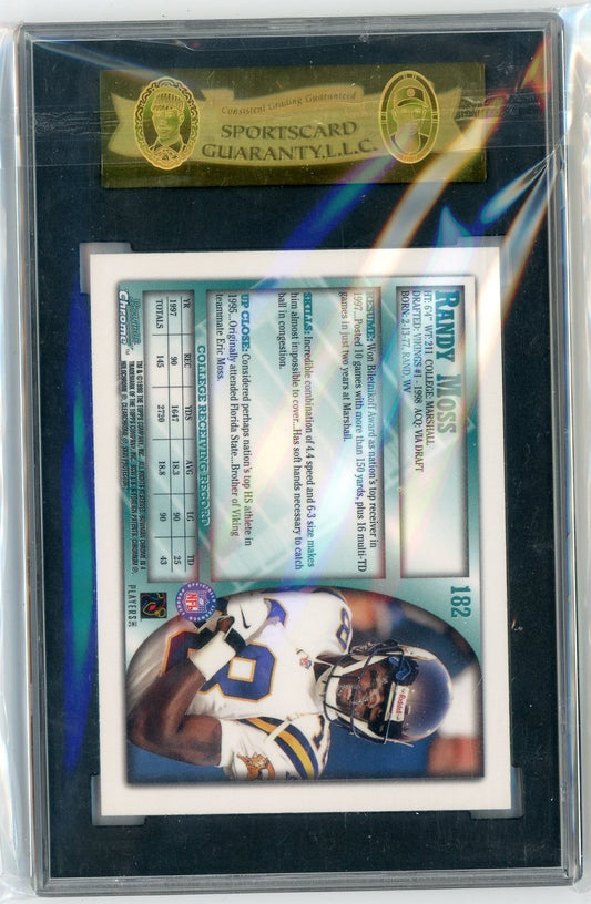 Graded 1998 Bowman Chrome Randy Moss #182 Rookie RC Football Card SGC 92 8.5 NM/MT+