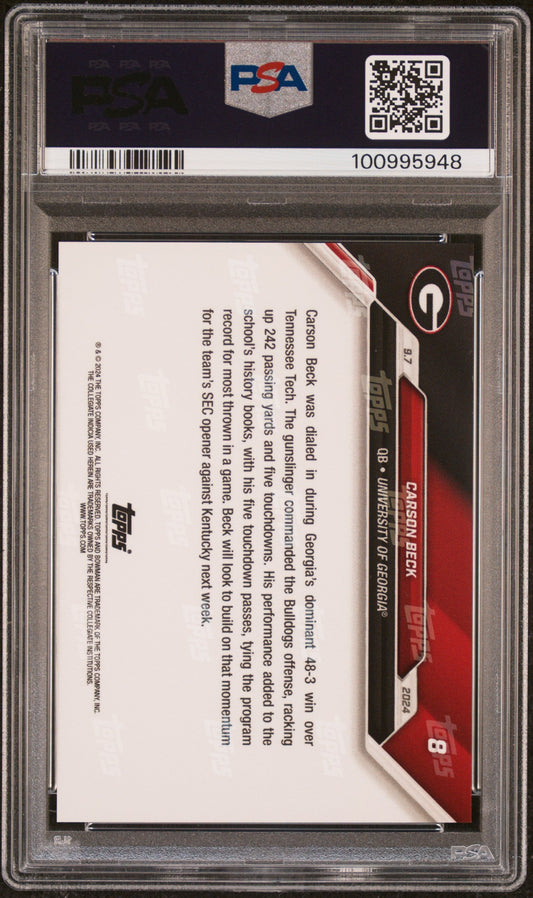 Graded 2024 Topps Bowman U Now Carson Beck #8 Rookie RC Football Card PSA 10 Gem Mint