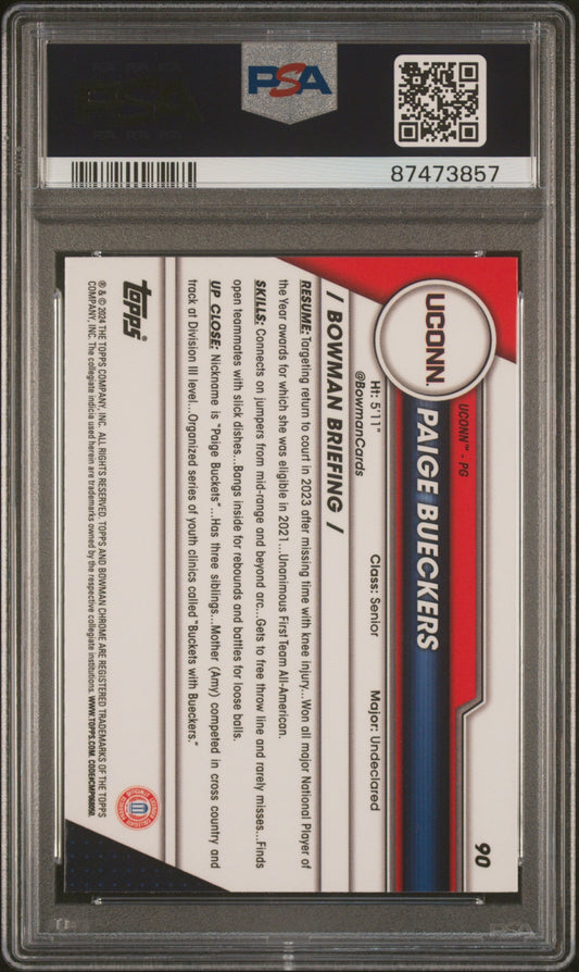 Graded 2023 Topps Bowman U Chrome Paige Bueckers #90 Rookie RC Basketball Card PSA 10 Gem Mint