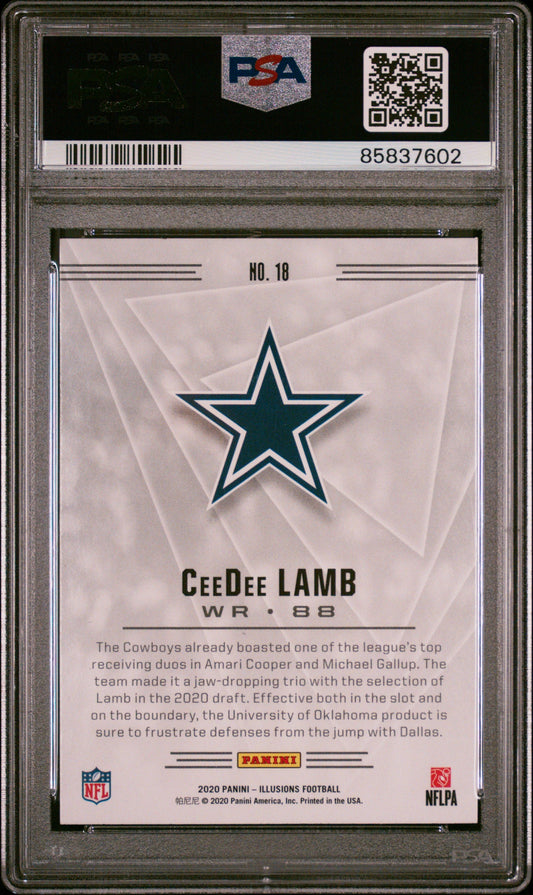 Graded 2020 Panini Illusions CeeDee Lamb #18 Retail Rookie RC Football Card PSA 10 Gem Mint