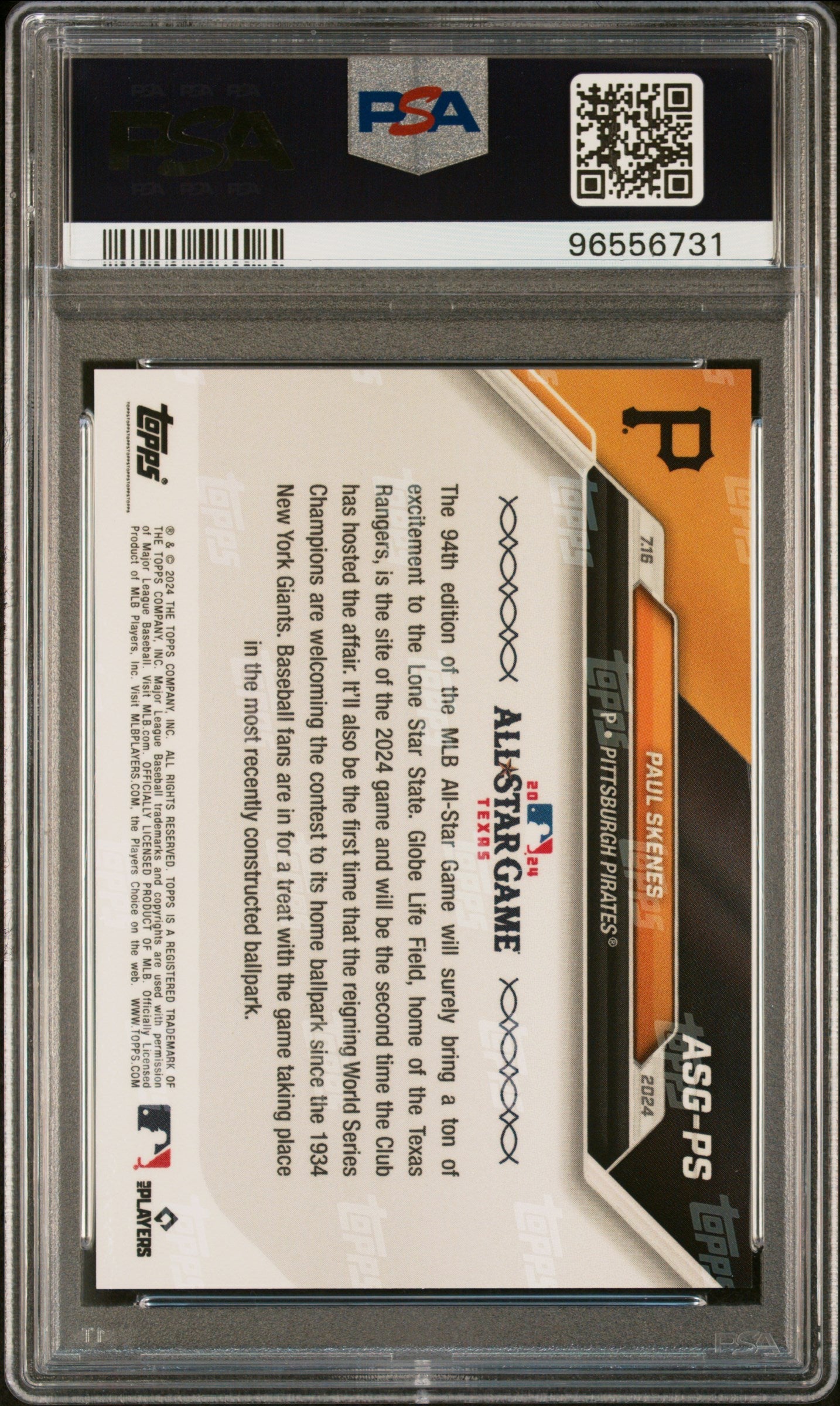 Graded 2024 Topps Now Paul Skenes #ASGPS MLB All Star Game Rookie RC Baseball Card PSA 10 Gem Mint