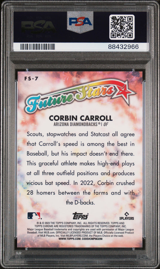 Graded 2023 Topps Chrome Logofractor Edition Corbin Carroll #FS7 Rookie RC Baseball Card PSA 10 Gem Mint