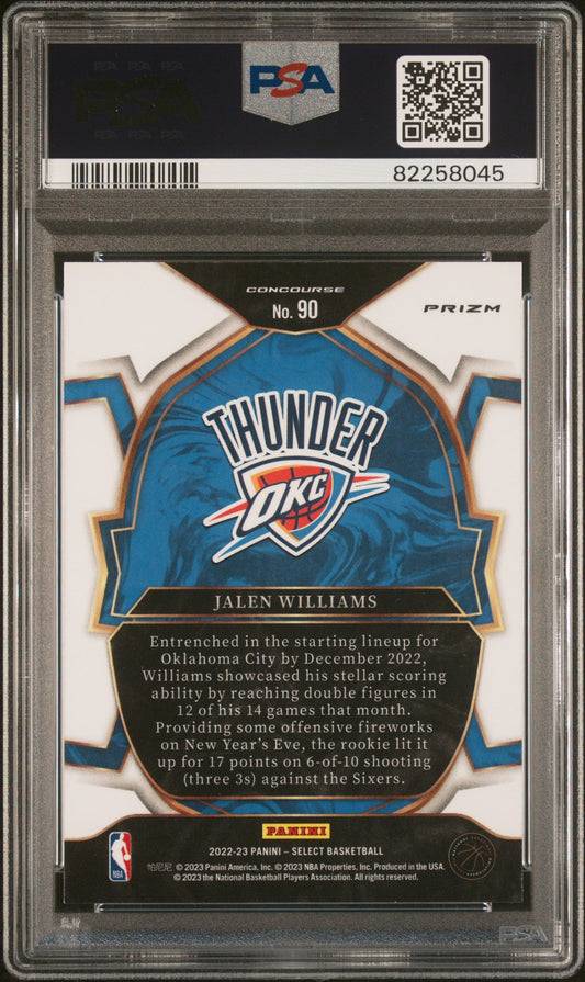 Graded 2022 Panini Select Jalen Williams #90 Green/White/Purple Rookie RC Basketball Card PSA 10 Gem Mint