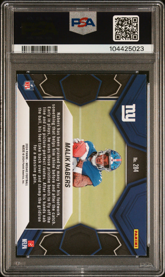 Graded 2024 Panini Mosaic Malik Nabers #284 Rookie RC Football Card PSA 8 Near Mint