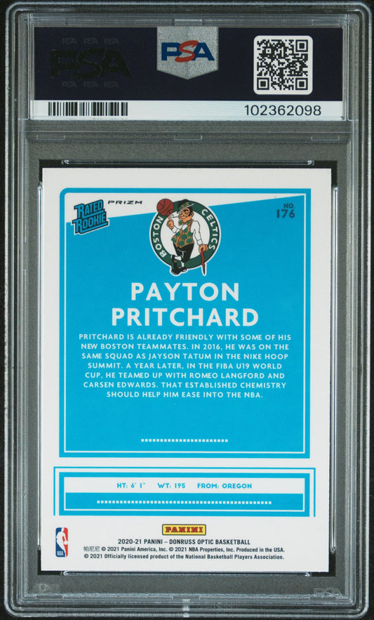 Graded 2020 Panini Donruss Optic Payton Pritchard #176 Blue Velocity Rookie RC Basketball Card PSA 10 Gem Mint