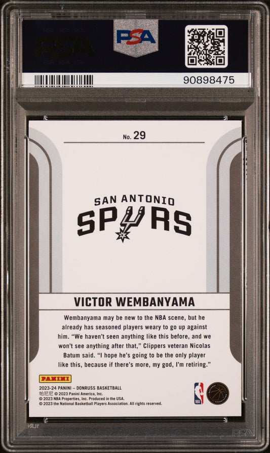 Graded 2023 Panini Donruss Victor Wembanyama #29 Franchise Features Rookie RC Basketball Card PSA 10 Gem Mint