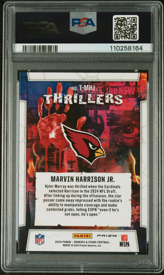 Graded 2024 Panini Rookies & Stars Marvin Harrison Jr #TMHJ Thrillers Red Plaid Rookie RC Football Card PSA 10 Gem Mint