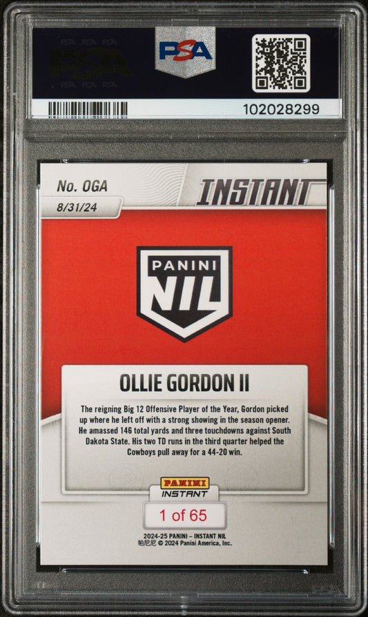 Graded 2024 Panini Instant NIL Ollie Gordon II #OGA Rookie RC Football Card PSA 10 Gem Mint