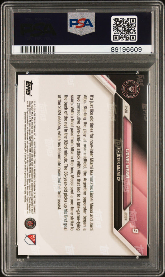Graded 2024 Topps Now MLS Lionel Messi #9 Soccer Card PSA 10 Gem Mint
