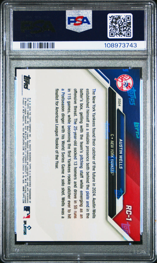 Graded 2024 Topps Now Austin Wells #RC1 Rookie Cup Team Set Rookie RC Baseball Card PSA 10 Gem Mint