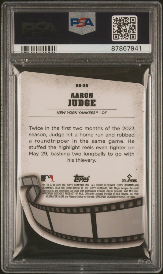 Graded 2023 Topps Bowmans Best Aaron Judge #RR20 Reel to Reel Die Cut Baseball Card PSA 10 Gem Mint