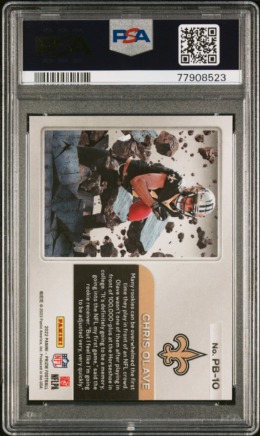 Graded 2022 Panini Prizm Chris Olave #PB10 Prizm Break Rookie RC Football Card PSA 10 Gem Mint