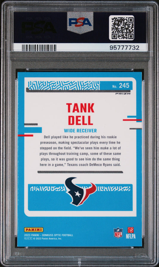 Graded 2023 Panini Donruss Optic Tank Dell #245 Pink Rookie RC Football Card PSA 10 Gem Mint