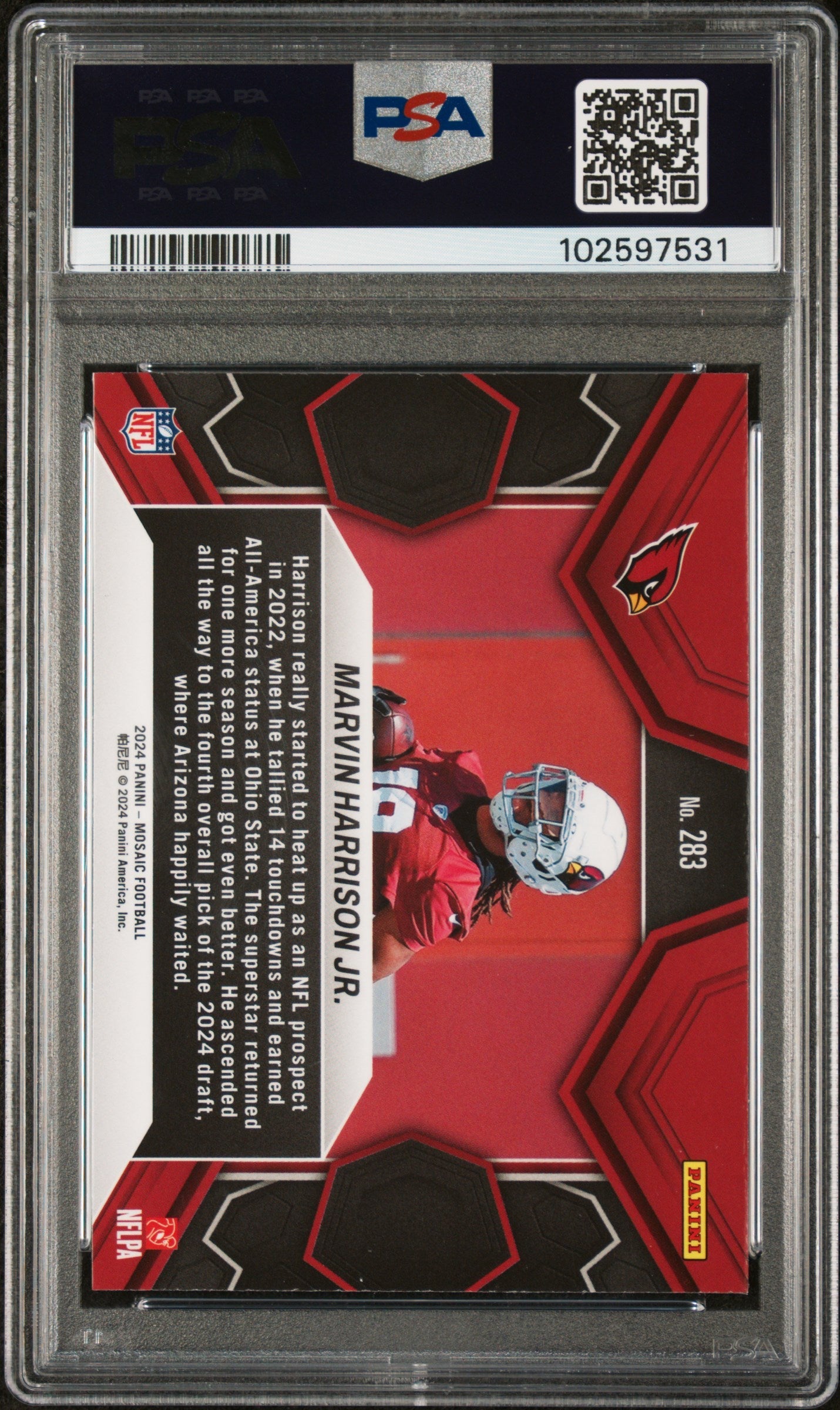 Graded 2024 Panini Mosaic Marvin Harrison Jr #283 Rookie RC Football Card PSA 8 Near Mint