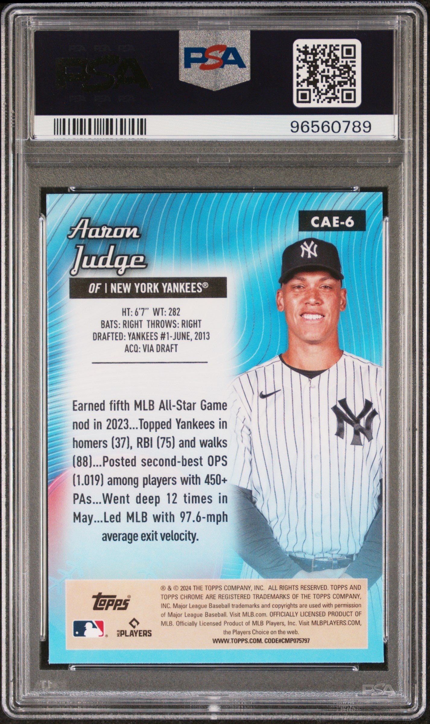 Graded 2024 Topps Chrome Aaron Judge #CAE6 All Etch Baseball Card PSA 10 Gem Mint