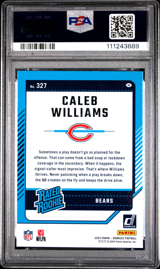 Graded 2024 Panini Donruss Caleb Williams #327 Rookie RC Football Card PSA 10 Gem Mint
