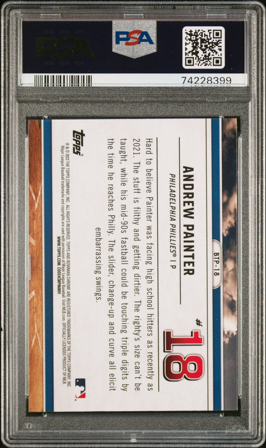 Graded 2023 Topps Bowman Andrew Painter #BTP18 Scouts Top 100 Rookie RC Baseball Card PSA 10 Gem Mint