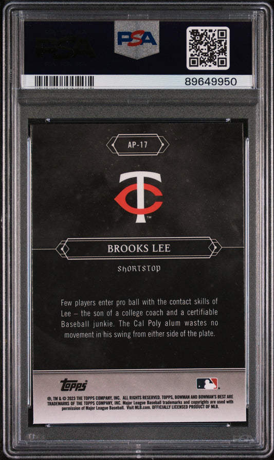 Graded 2023 Topps Bowmans Best Brooks Lee #AP17 Astral Projections Rookie RC Baseball Card PSA 10 Gem Mint