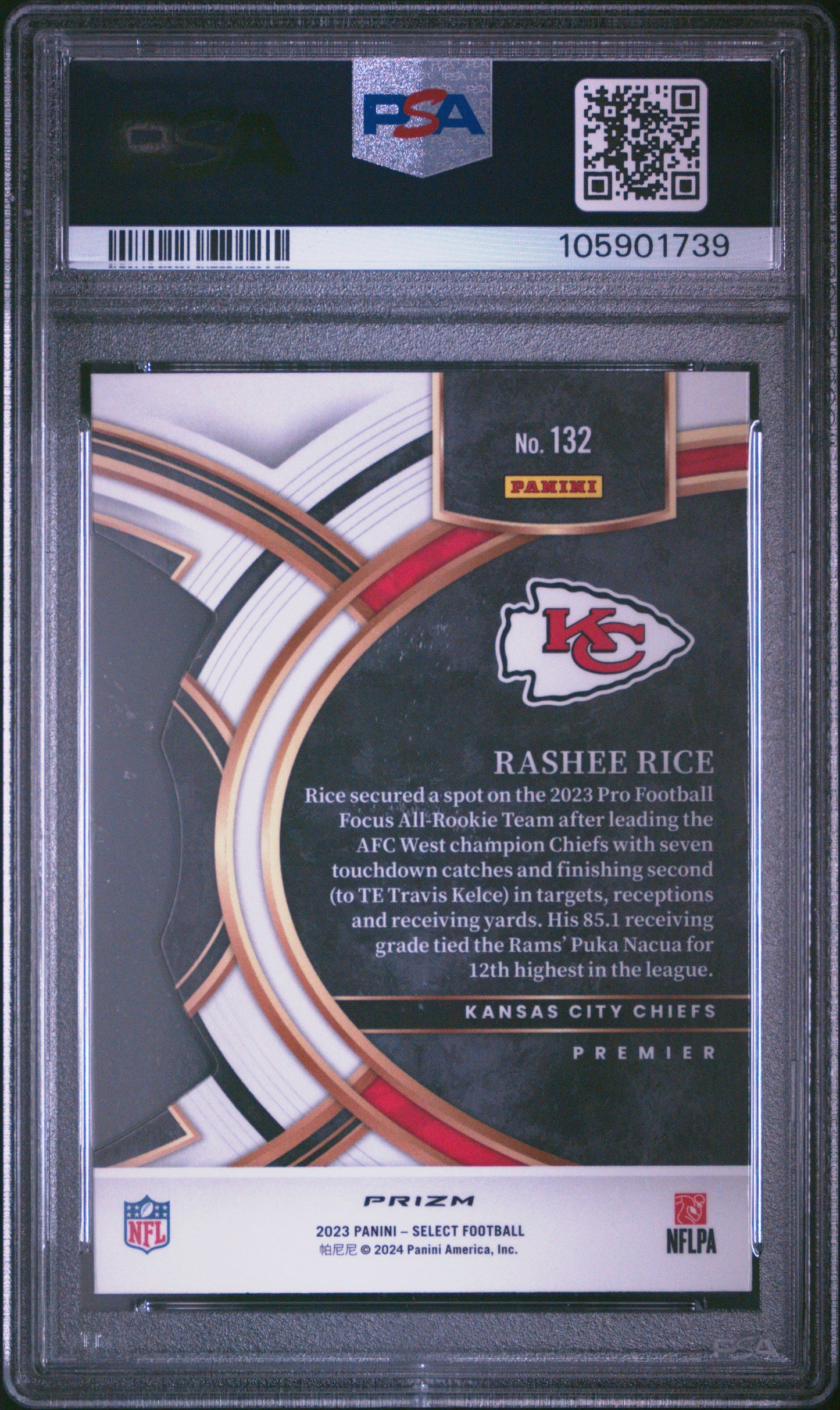 Graded 2023 Panini Select Rashee Rice #132 Die Cut Red & Blue Prizm Rookie RC Football Card PSA 10 Gem Mint