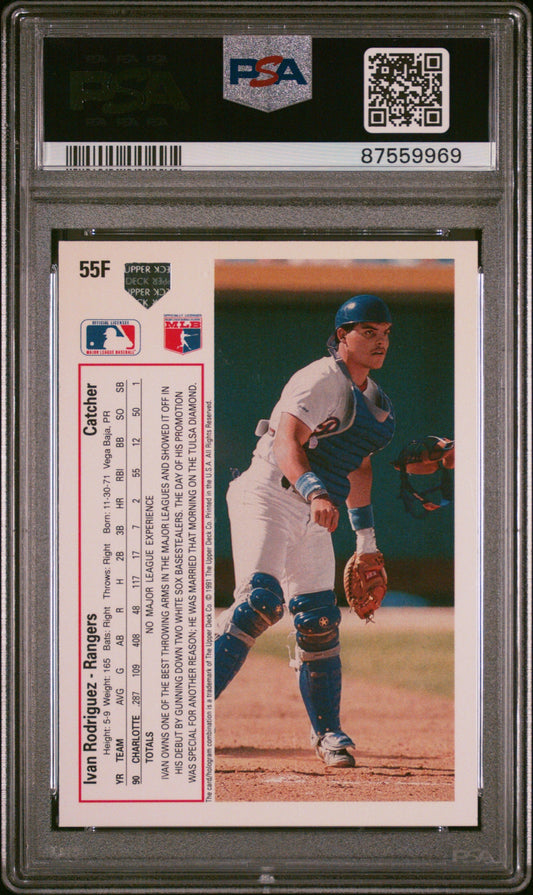 Graded 1991 Upper Deck UD Final Edition Ivan Pudge Rodriguez #55F Rookie RC Baseball Card PSA 10 Gem Mint