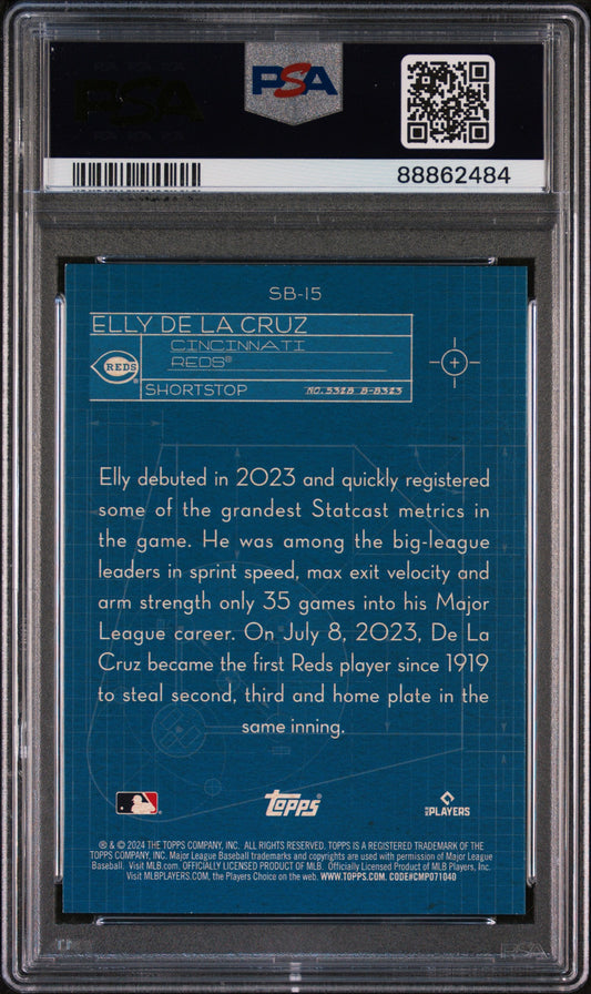 Graded 2024 Topps Elly De La Cruz #SB15 Superstar Blueprint Rookie RC Baseball Card PSA 10 Gem Mint