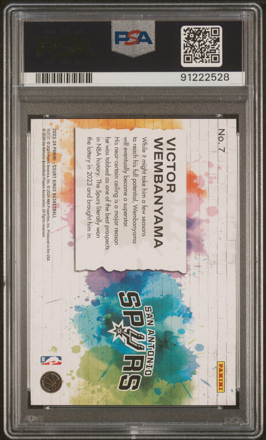 Graded 2023 Panini Court Kings Victor Wembanyama #7 Self Expression Rookie RC Basketball Card PSA 10 Gem Mint