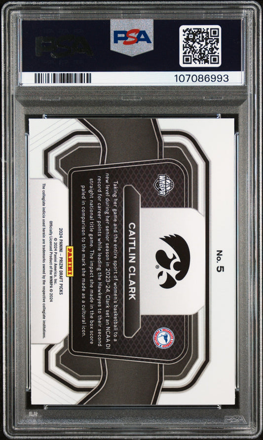Graded 2024 Panini Prizm Draft Picks Caitlin Clark #5 Campus Legends Rookie RC Basketball Card PSA 10 Gem Mint