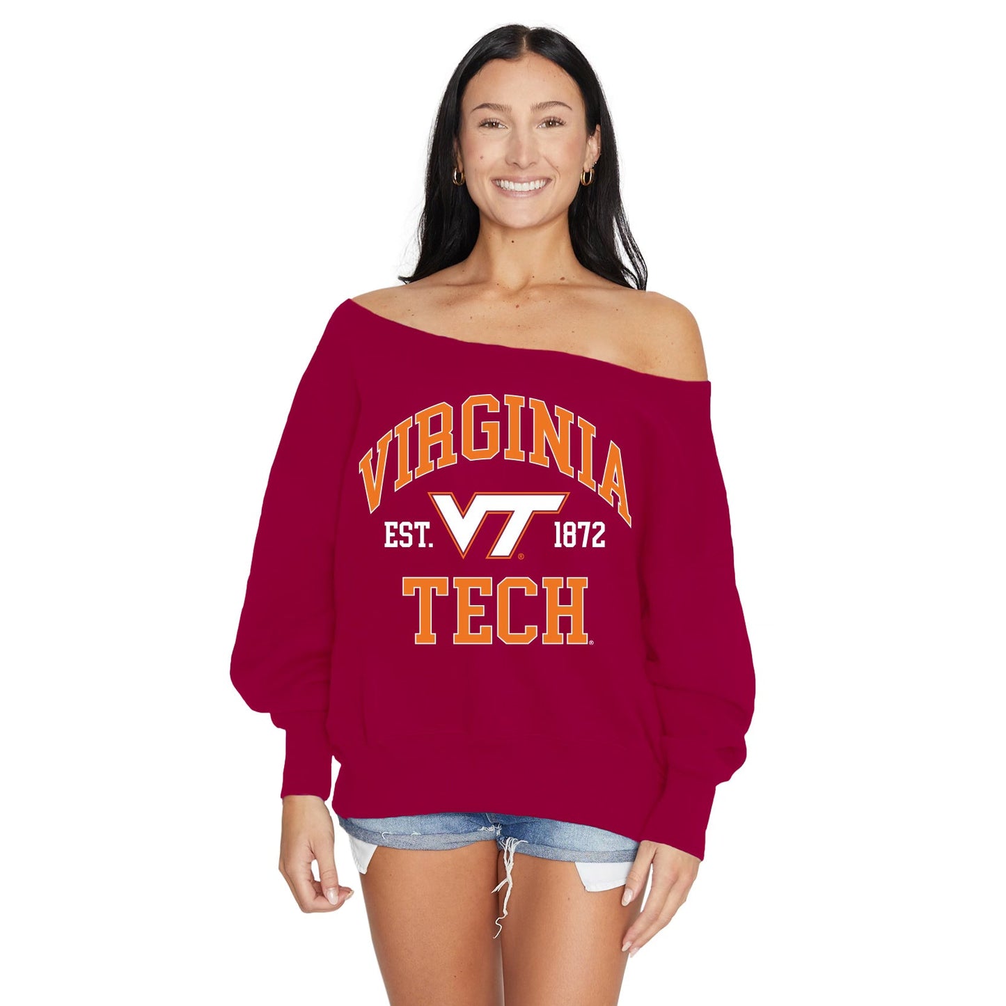 Virginia Tech Off the Shoulder Sweatshirt