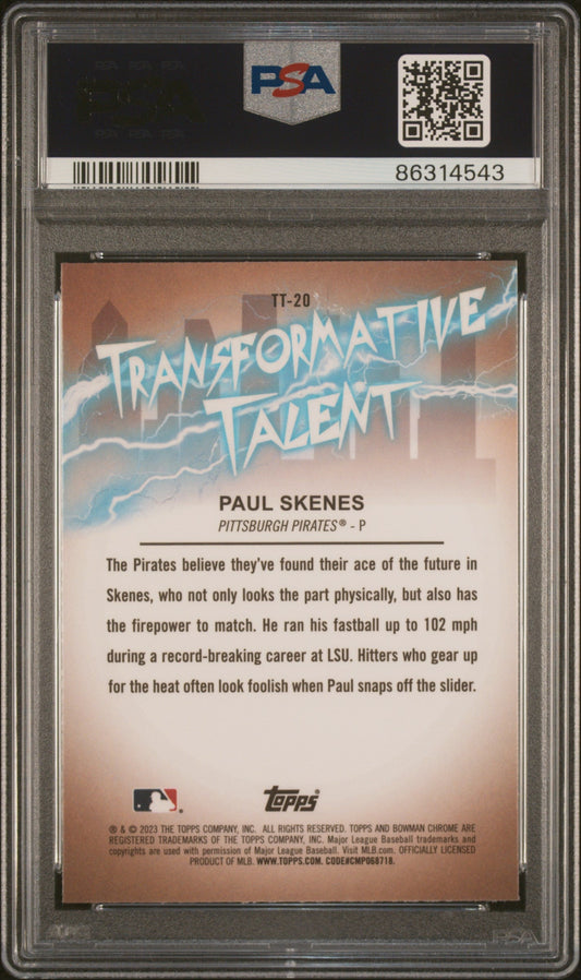 Graded 2023 Topps Bowman Draft Paul Skenes #TT20 Transformative Talent Rookie RC Baseball Card PSA 10 Gem Mint