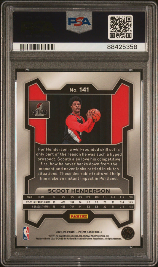Graded 2023 Panini Prizm Scoot Henderson #141 Rookie RC Basketball Card PSA 10 Gem Mint