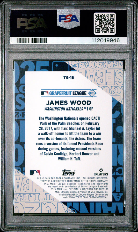 Graded 2025 Topps James Wood #TG18 Training Grounds Rookie RC Baseball Card PSA 10 Gem Mint