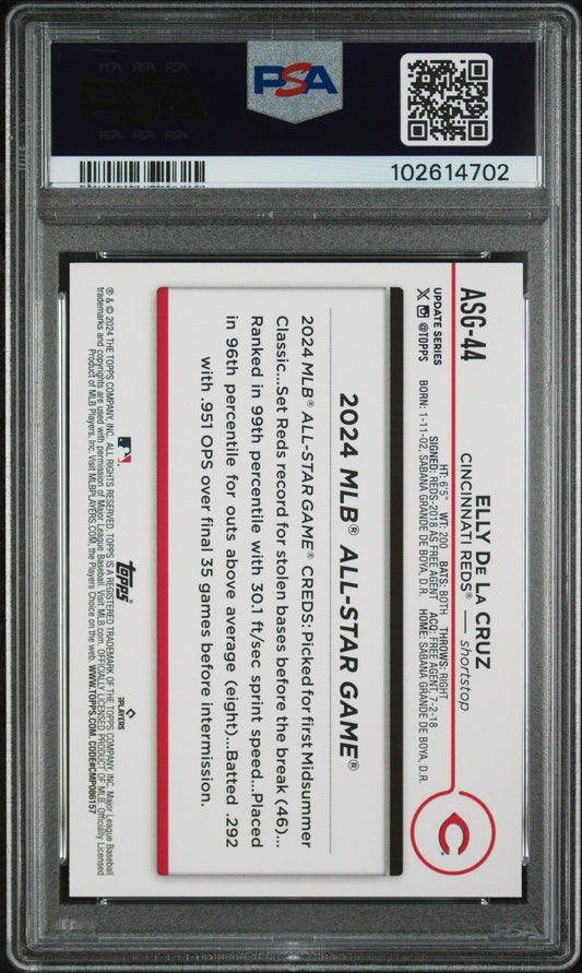 Graded 2024 Topps Update Elly De La Cruz #ASG44 All Star Game Rookie RC Baseball Card PSA 10 Gem Mint