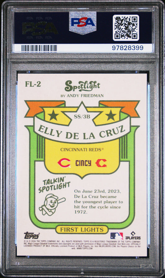 Graded 2024 Topps Spotlight Elly De La Cruz #FL2 First Lights Rookie RC Baseball Card PSA 10 Gem Mint