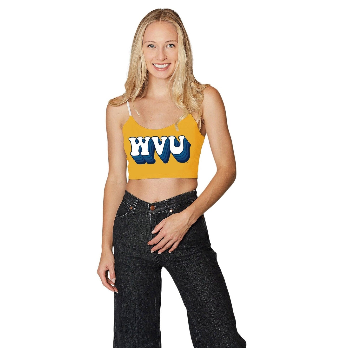 West Virginia Mountaineers Gold Spaghetti Tank