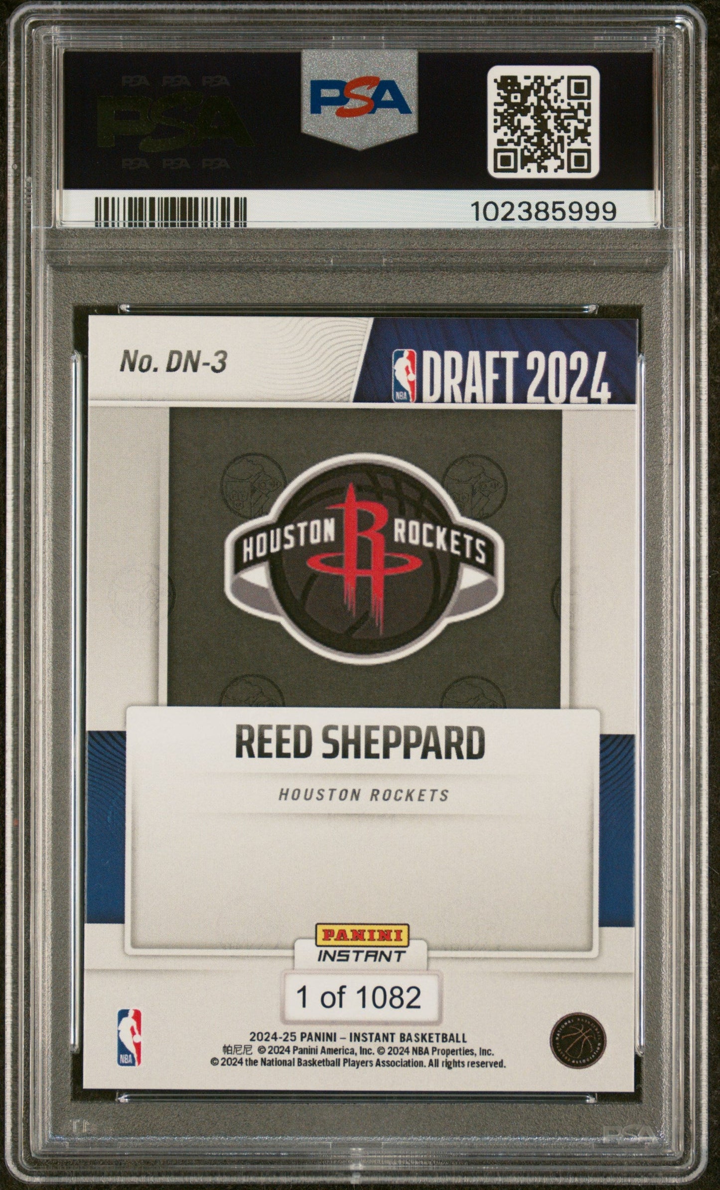 Graded 2024 Panini Instant NBA Reed Sheppard #DN3 Draft Night Rookie RC Basketball Card PSA 8 Near Mint