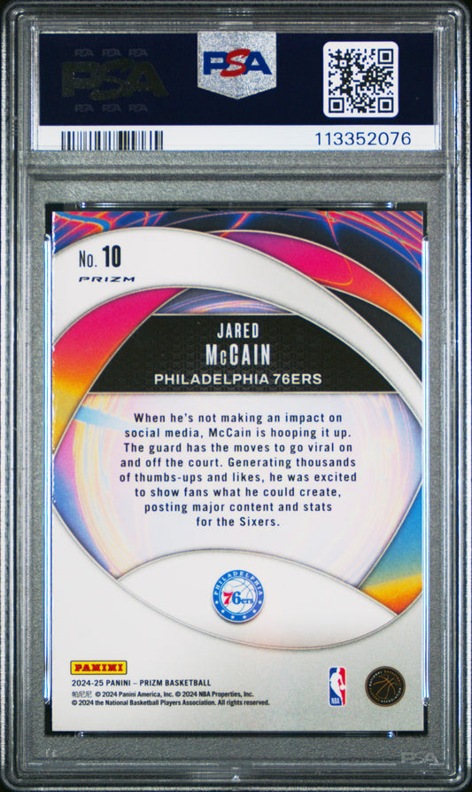 Graded 2024 Panini Prizm Jared McCain #10 Instant Impact Silver Prizm Rookie RC Basketball Card PSA 10 Gem Mint
