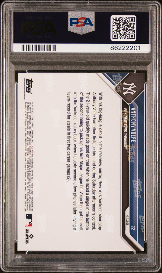 Graded 2023 Topps Now Anthony Volpe #22 Rookie RC Baseball Card PSA 10 Gem Mint