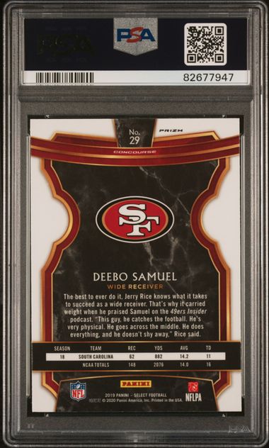 Graded 2019 Panini Select Deebo Samuel #29 Silver Prizm Rookie RC Football Card PSA 10 Gem Mint
