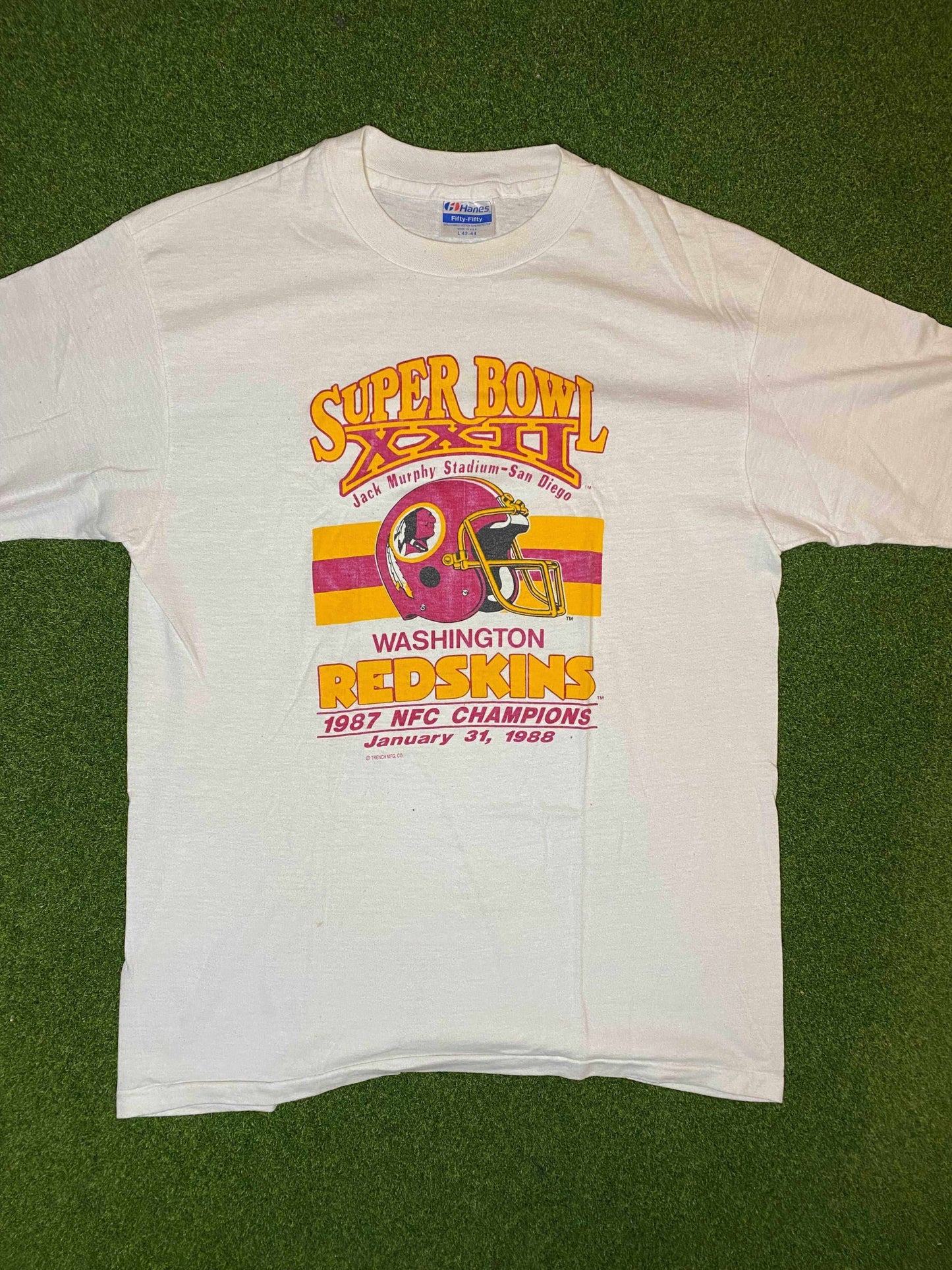 1988 Washington Redskins - Super Bowl XXII - Vintage NFL Tee Shirt (Large) - Gametime Vintage