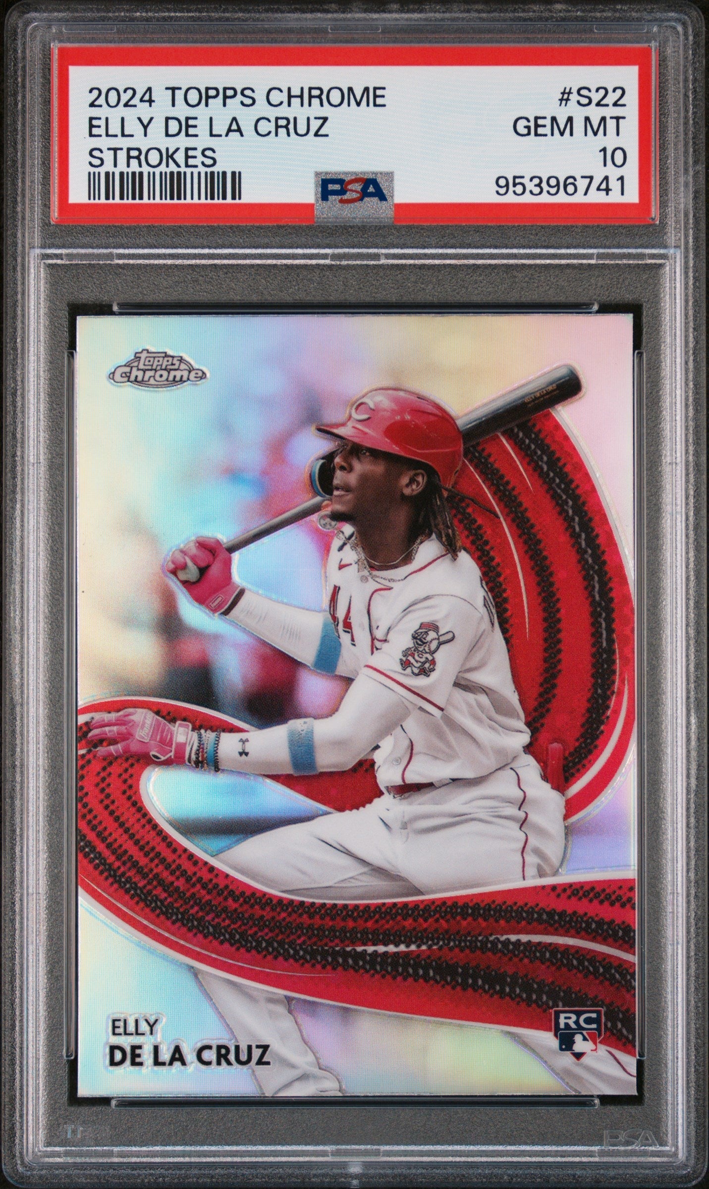 Graded 2024 Topps Chrome Elly De La Cruz #S22 Strokes Rookie RC Baseball Card PSA 10 Gem Mint