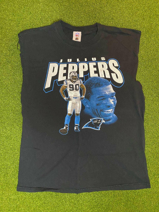 00s Carolina Panthers - Julius Peppers - Vintage NFL Player Cut Off (Large) - Gametime Vintage